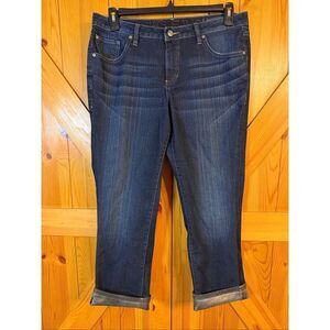 JAG Jeans Women’s Skinny Boyfriend Cuffed Dark Wash Cropped Jeans Size 14 (6511)